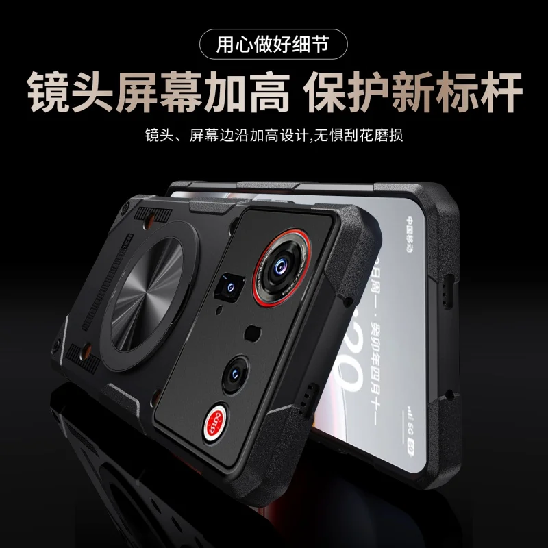 Magnetyczne etui na telefon z podstawką do Nubia Z70 Z60 Z80 Ultra, miedziane odprowadzanie ciepła, uchwyt samochodowy, odporna na wstrząsy osłona ochronna. — zdjęcie produktu 6