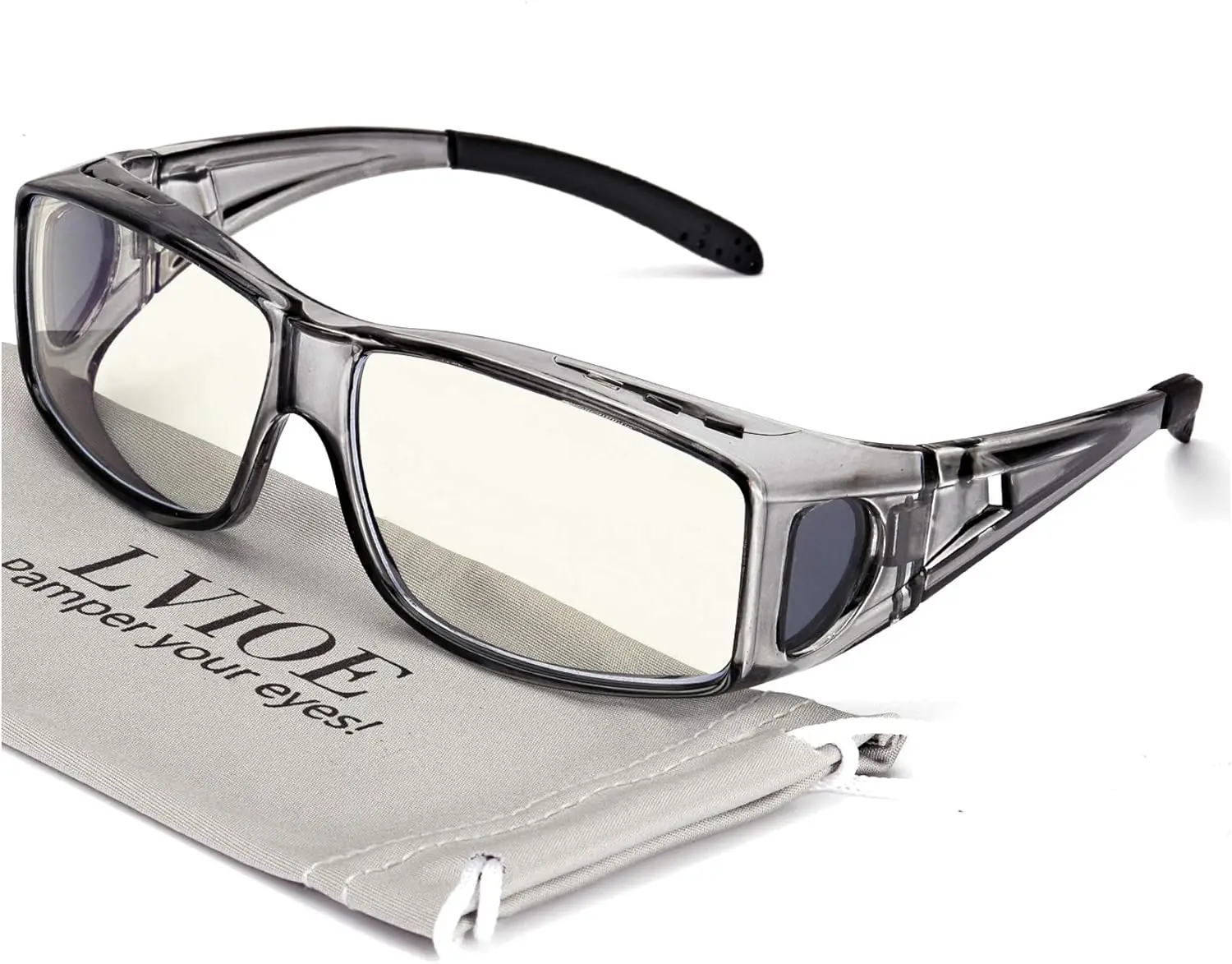 LVIOE Fit Over Blue Light Blocking Glasses and Computer Eyewear- Wear Over Prescription Glasses/Reading Glasses/RX Glasses