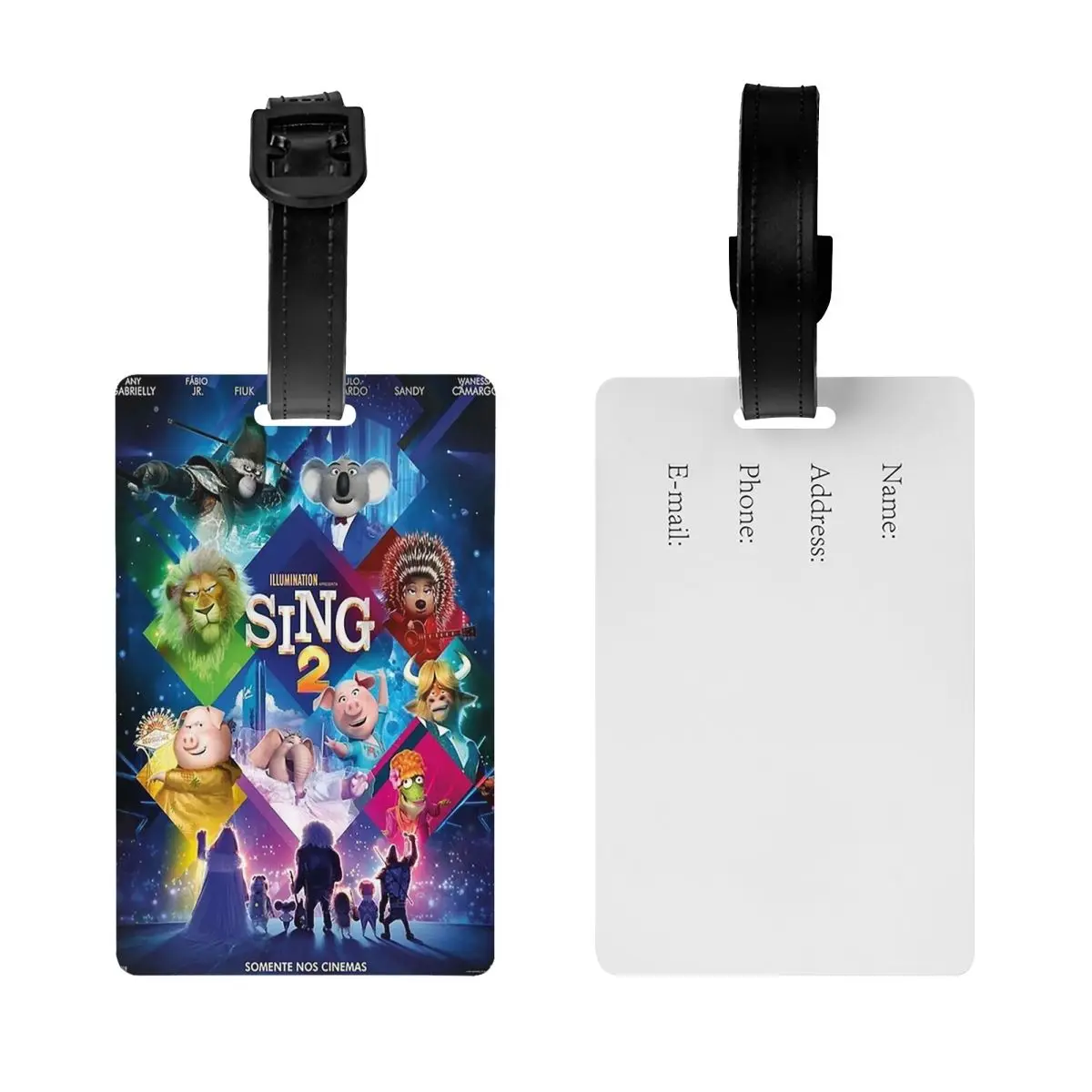 فيلم الغناء 2 علامات الأمتعة حقيبة الملحقات السفر المحمولة الأمتعة الصعود علامة التسمية حامل معرف اسم العنوان