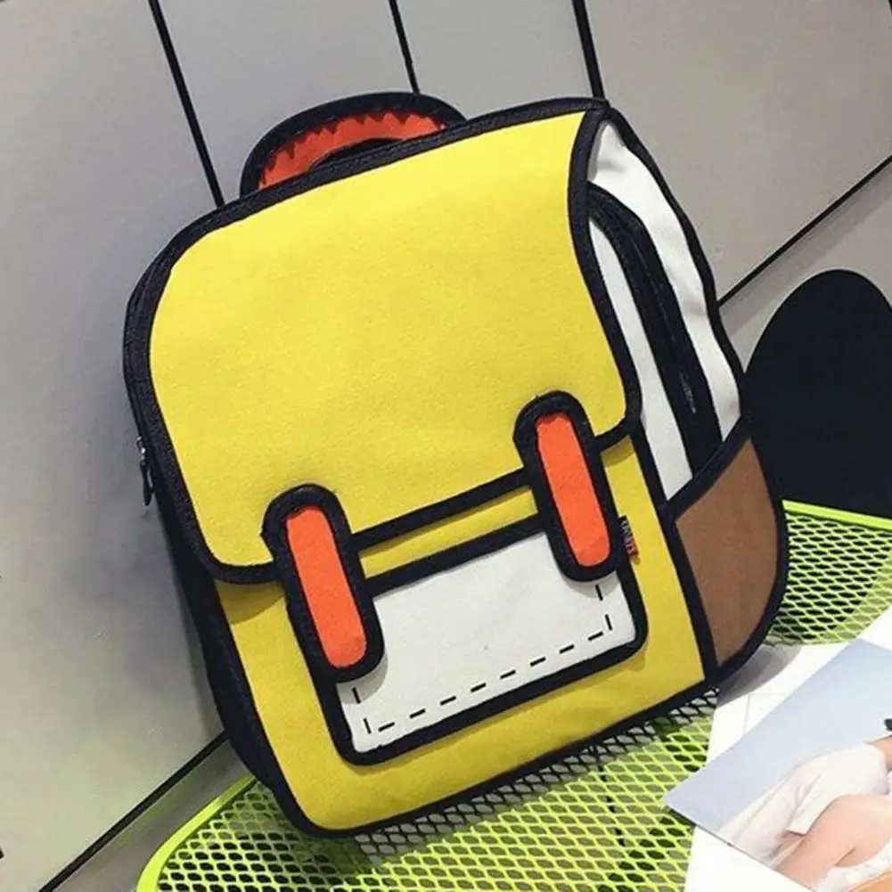 Student Backpack Cute Cartoon Large Capacity Waterproof Adjustable Strap Zipper Book Storage 2D Drawing Girls Boys School Bags