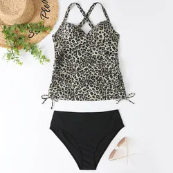 Women's Tankini For Summer S-XXL Two Pieces Swimsuit Sexy Bikini Set Separate Swimwear Solid Color Bathing Suit Beachwear