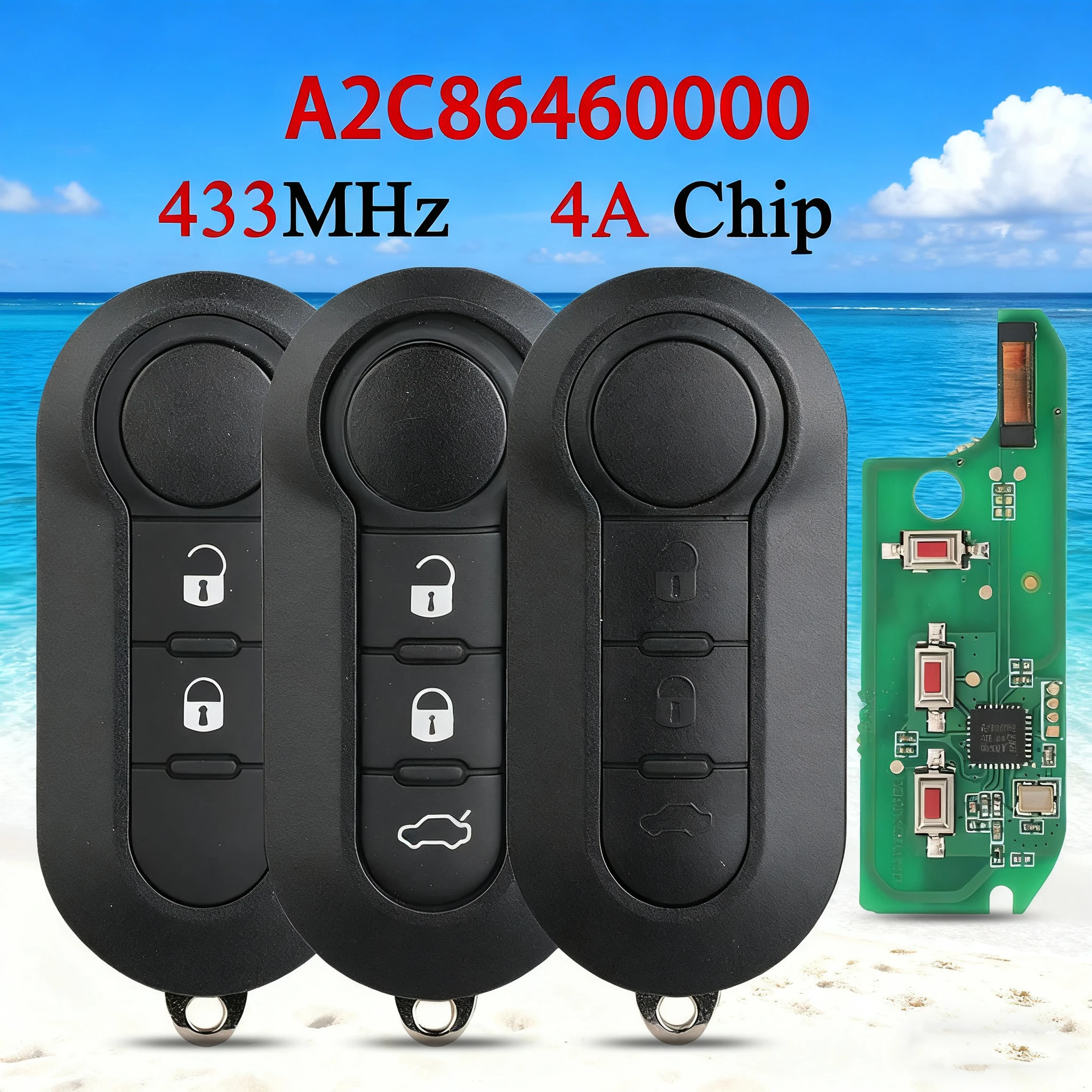 jingyuqin A2C86460000 433MHz 4A Chip Flip Car Remote Key For Fiat Mobi Uno Fiorino E Mais Strada Citroen Peugeot Fob Control