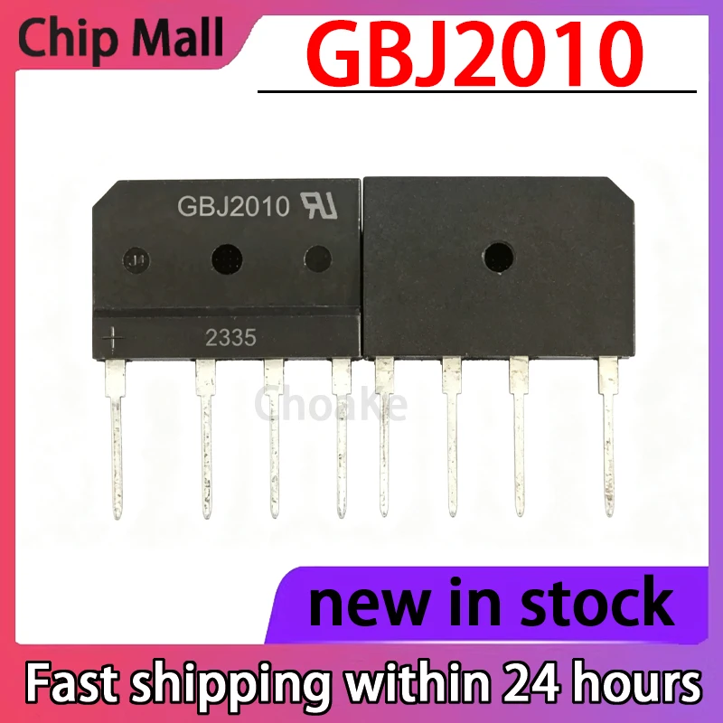 5PCS GBJ2010 ZIP-4 Flat Bridge 20A 1000V Induction Cooker Rectification Bridge Stack