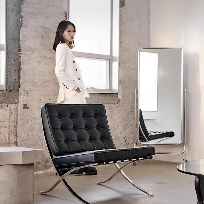 

Italian minimalist leather, single designer sofa chair, living room lounge chair