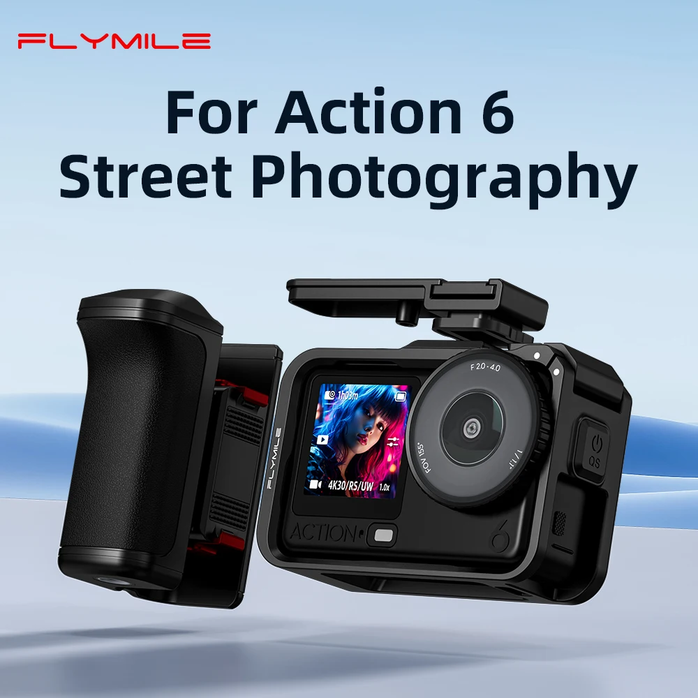 Flymile Street Grip Kit für DJI Osmo Action 6 Kamera-Griff Erweiterungshalterung mit Auslöseknopf Schutzhülle Zubehör – Detail 1