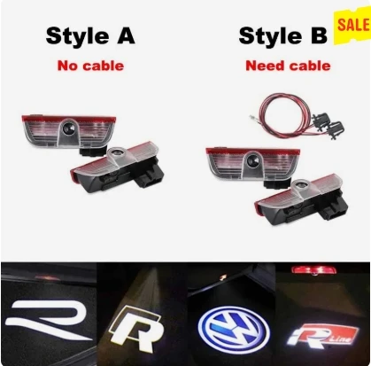 

2 pieces car LED decorative door lamp, lamp for projector welcome for VW Passat B6 B7 Sharan CC Golf 5 6 7 Jettarocco 3 Tiguan E