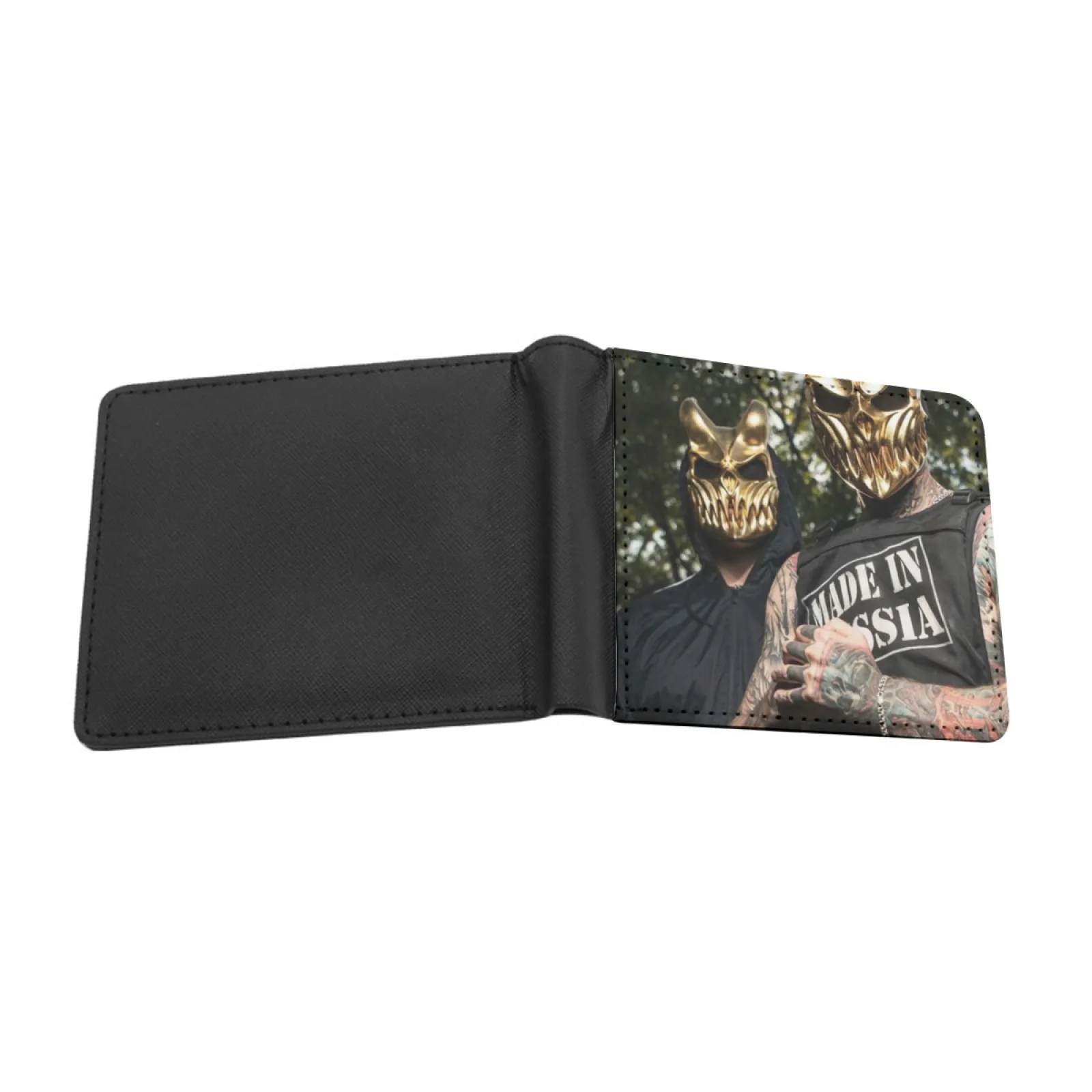 Mask Gold Photos Session Personalized Men's Leather Wallet Card Money Bag Pu Leather Wallet Music Metalcore Metal Slaughter To