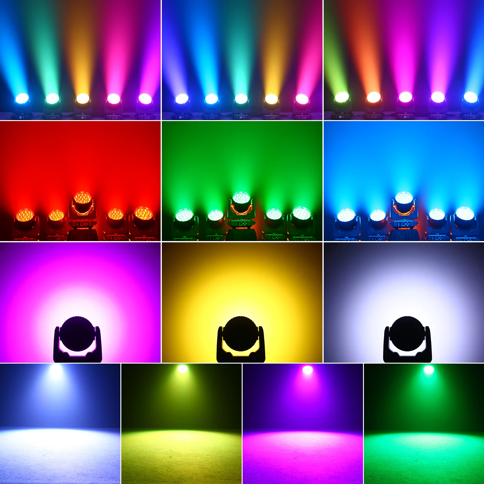 19x15W LED BEAM Moving Head Light RGBW 4in1 Focusing Lights DMX Stage Lighting Effect Projector for Disco Party Concert Theater