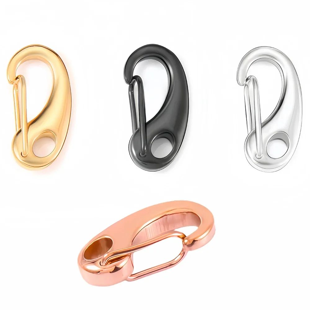 3Pcs Stainless Steel Lobster Clasp Snap Hook D-shaped Keychain Connectors Parts for Bracelet Necklace Chain DIY Jewelry Making