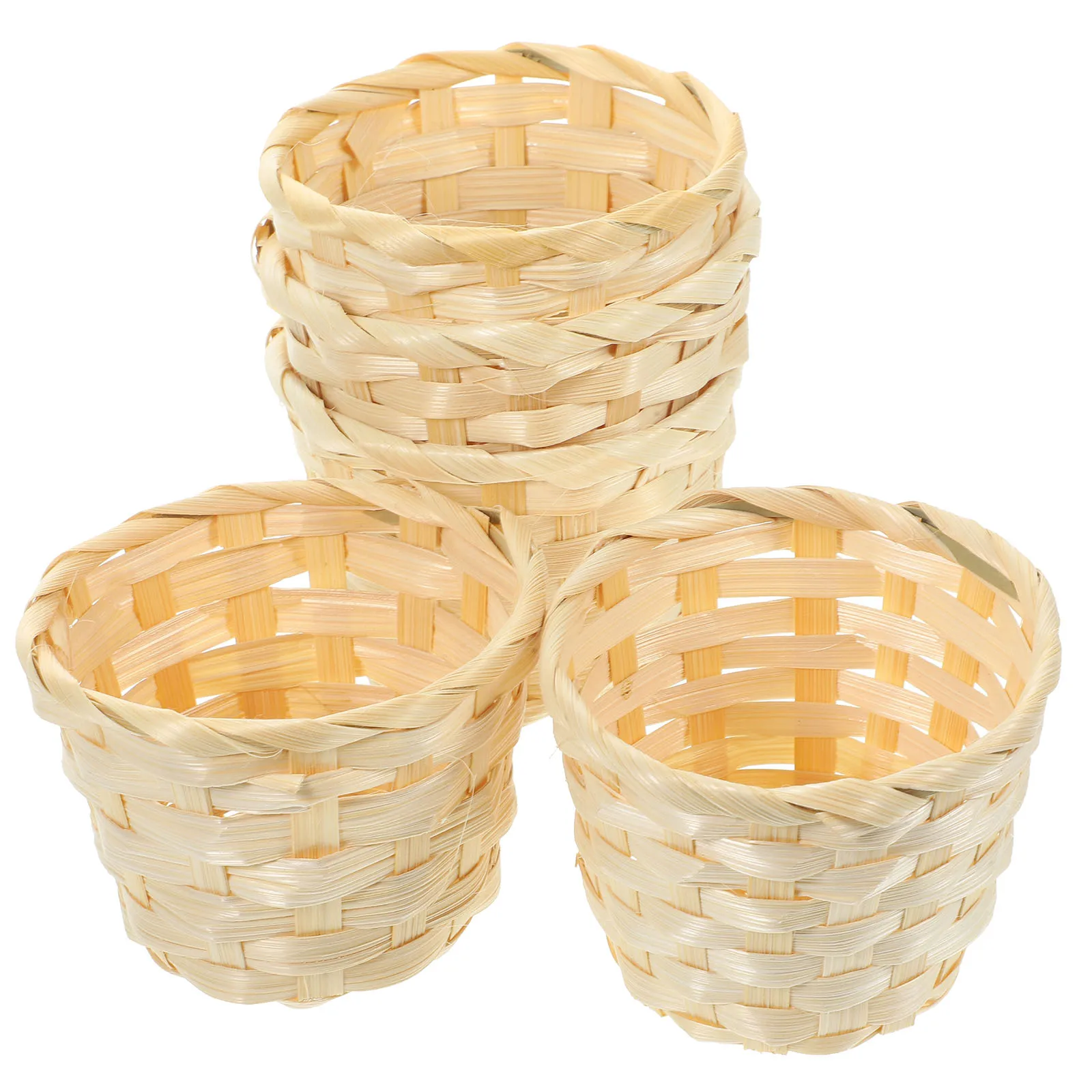 

5pcs Bamboo Woven Basket Handmade Fruit Storage Container For Kitchen Home Picnic Bread Snack Serving Woven Basket