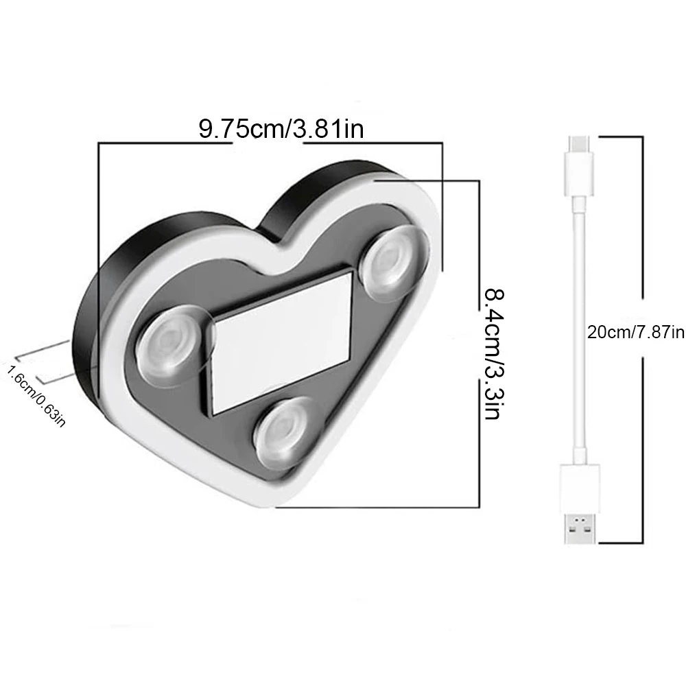 Lampe Cœur LED Solaire Pour Voiture - Fixation Ventouse, 5 Modes, USB, Décoration Vitre