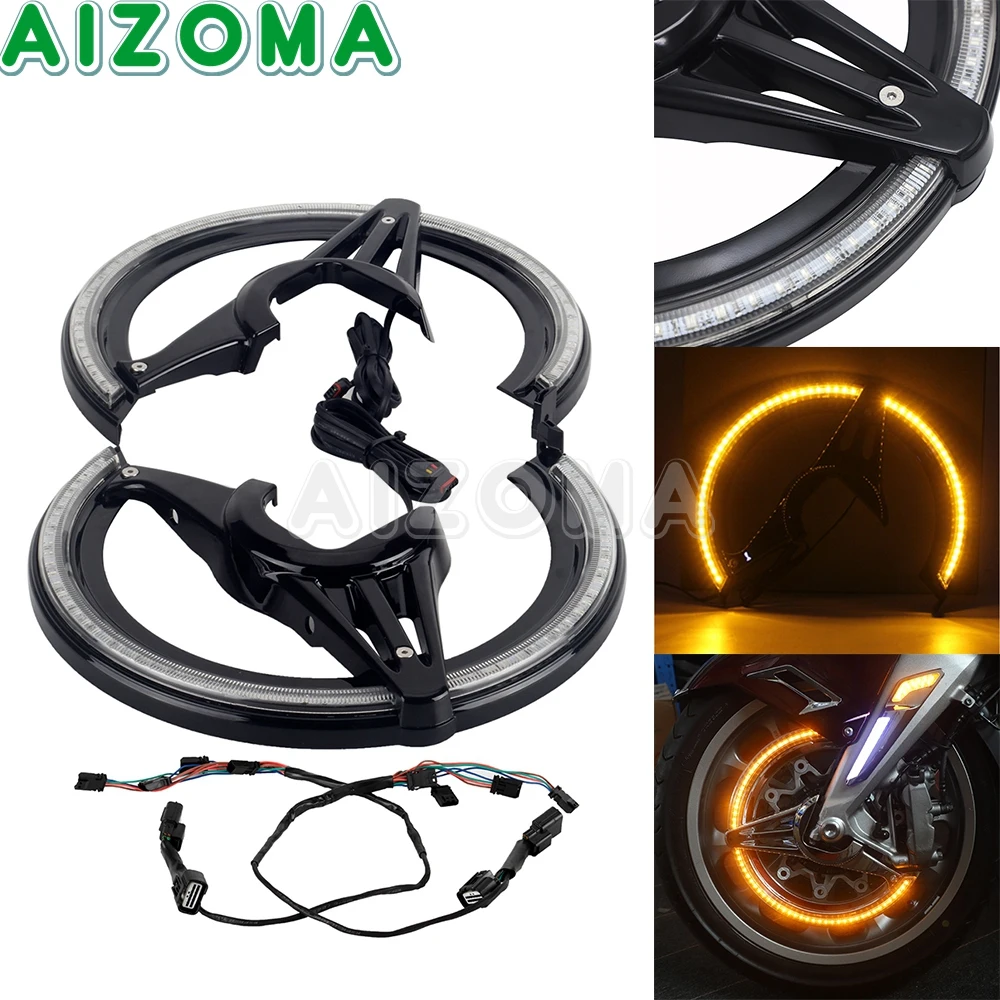 Motorcycle LED Rotors Cover Brake Decorative Lamp Turn Signal Light for Honda Gold Wing GL1800 Tour DCT Airbag 2018-20 Goldwing