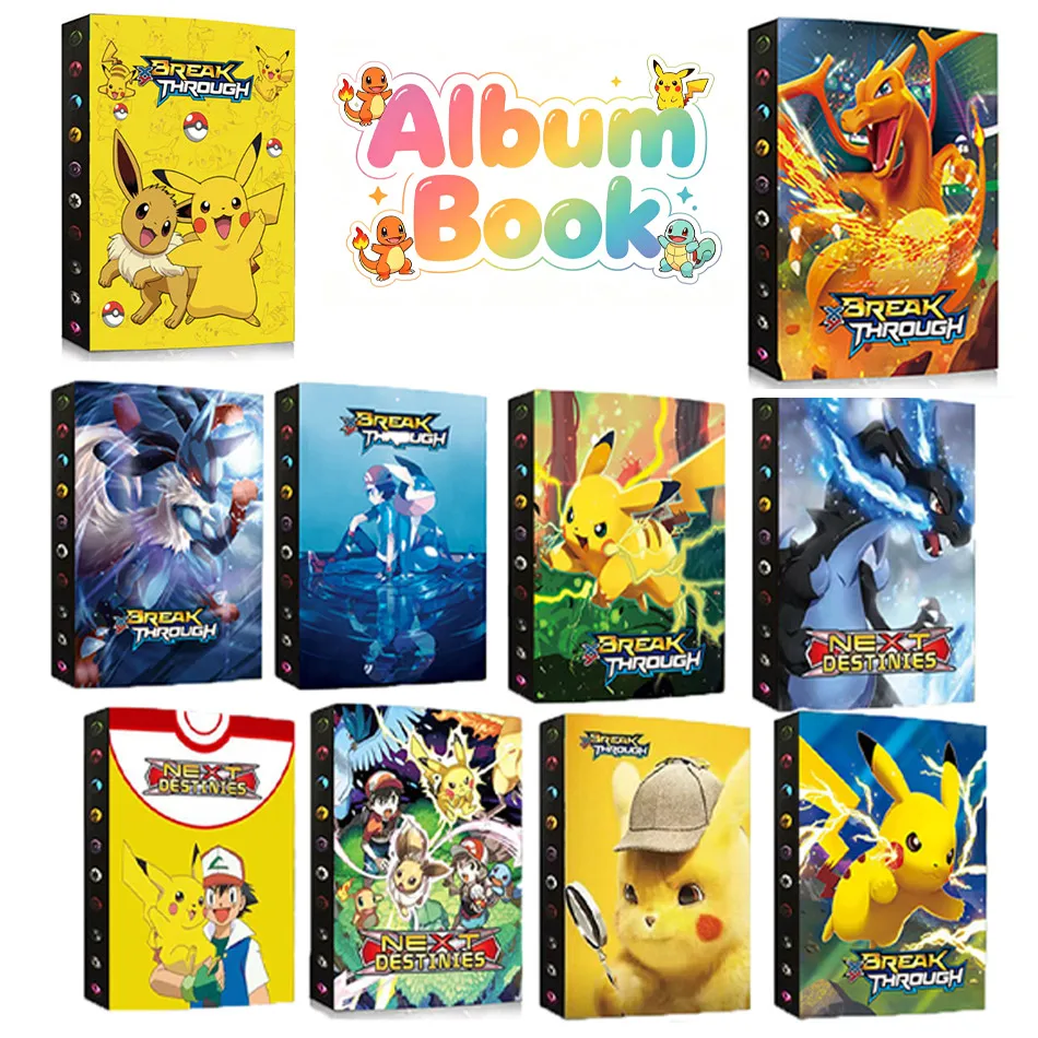 Lindo álbum para tarjetas de Pokémon Pikachu, con capacidad para 240 tarjetas, regalo para fanáticos de Pokémon para guardar sus tarjetas favoritas