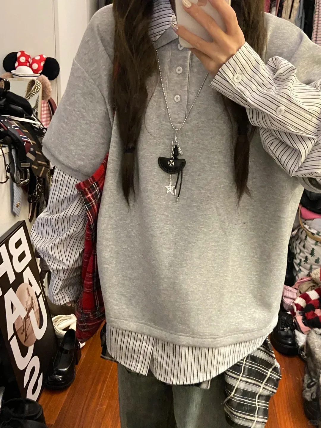 

Полосатая верхняя одежда для пар, двухслойный свитшот с воротником, свободный крой, длинный све, молодежная и мужская, женская, осенняя повседневная одежда