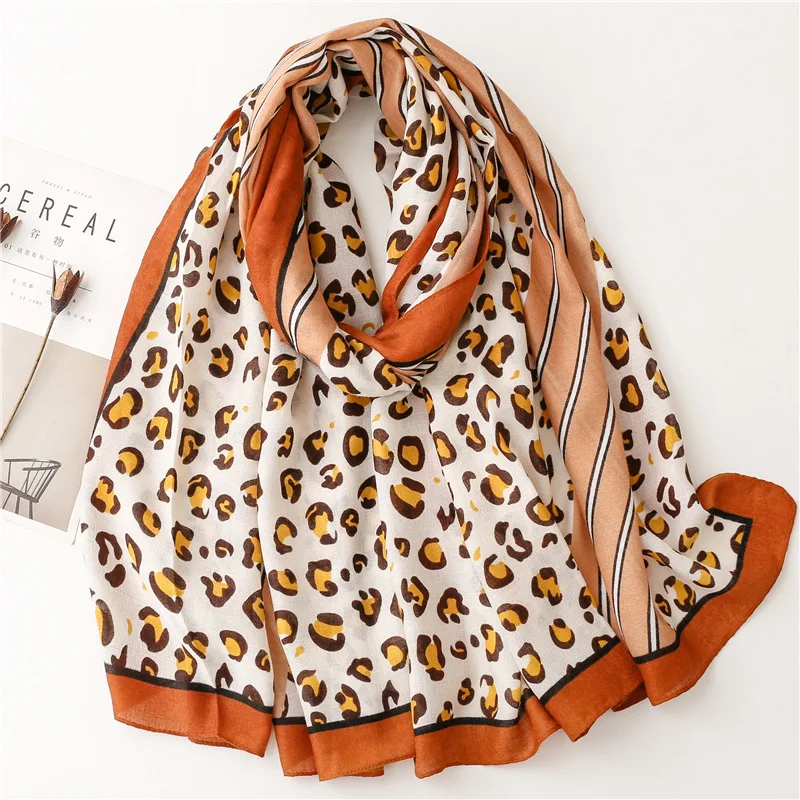 KYQIAO luxury scarf women designers fashion animal leopard printed winter scarf ladies office work winter accessories