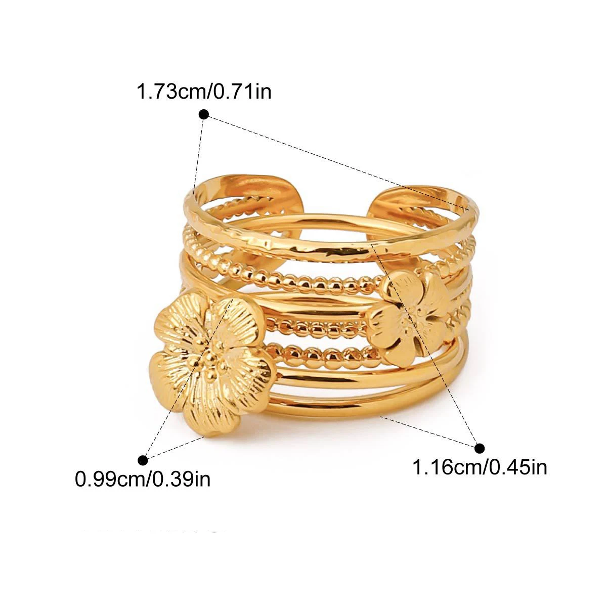 Yori 3pcs Distinctive Glossy Stainless Steel Ring Set Double Layer Stacked Ring Women\'s Jewelry Party Gift