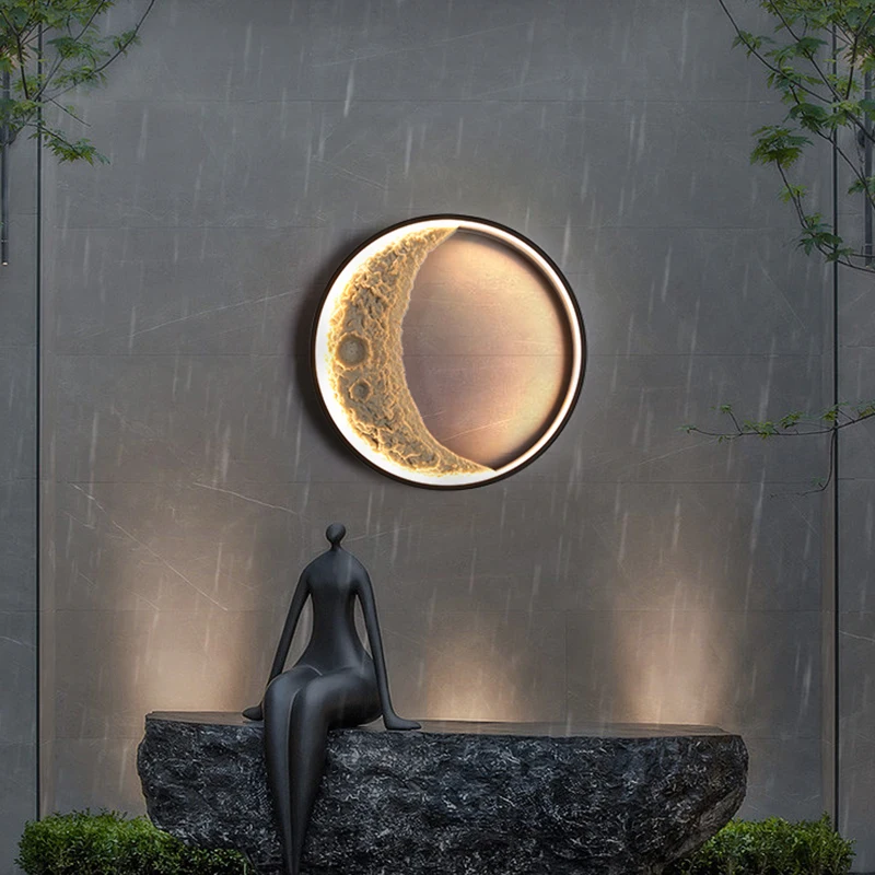 

Novelty Moon LED Wall Lamp Modern Outdoor Waterproof Villa Foyer Garden Resin Sconce Lights Home Decoration Lighting Fixture