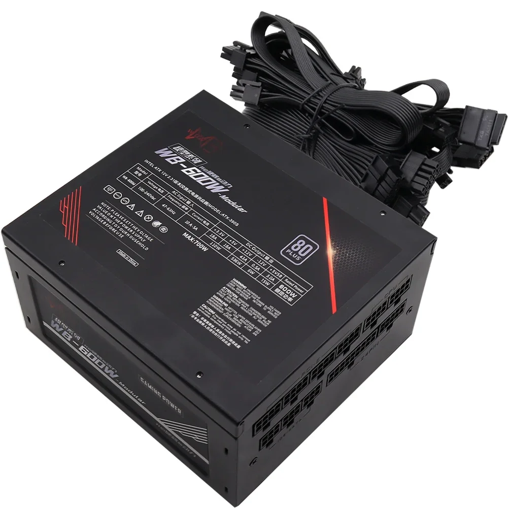 Imagem -03 - Wovibo-psu Fonte de Alimentação para Jogos para pc 600w 110v 220v Computador Atx Módulo Completo 120 mm Fan eu Plug