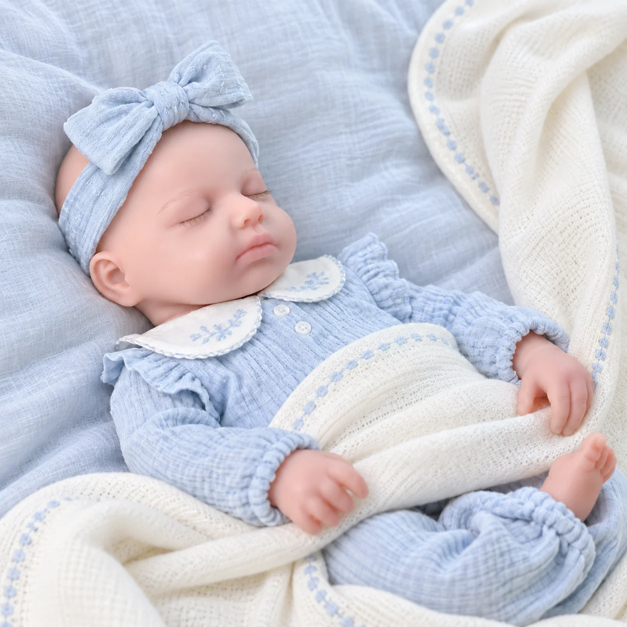 20Inch Soft Touch Full Silicone Reborn Boy Handmade Visible Veins Washable Doll Skin Lifelike Newborn for Birthday Gift Display