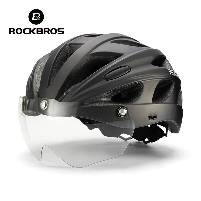 ROCKBROS Bike Helmet MTB Road Cycling Helmet Lightweight Breathable Integrally-molded Bicycle Helmet with Photochromic Goggles