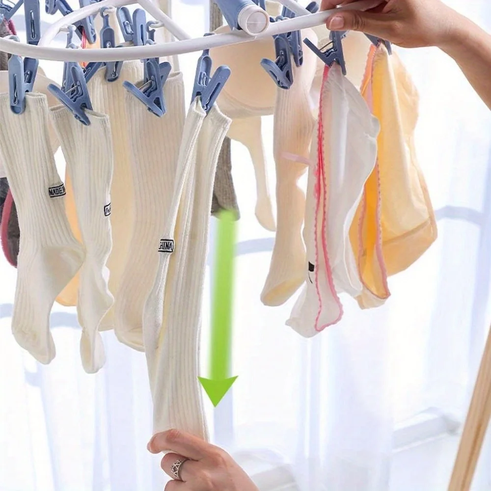 Folding Clothes Dryer Hanger Clothes Socks Drying Rack Home Gadgets Clothes Pegs Multifunctional with Plastic Multi Clip