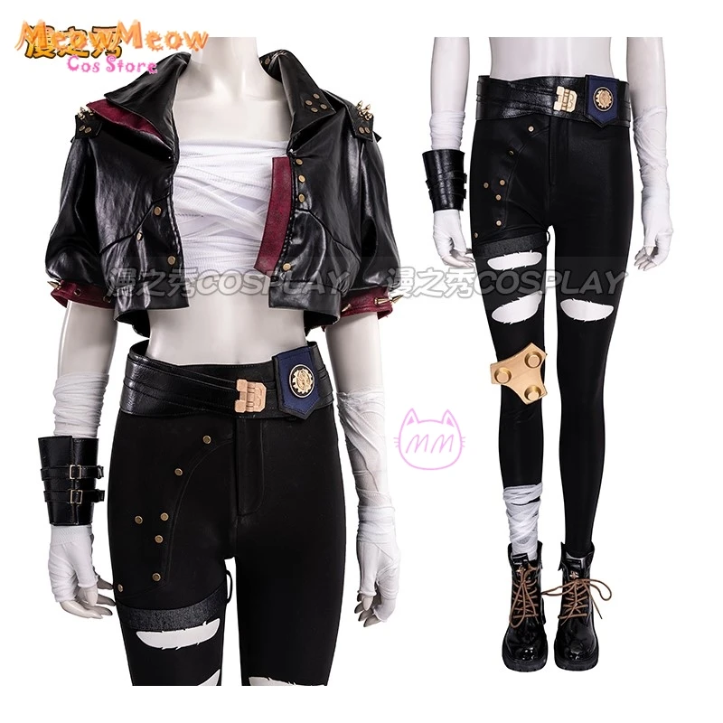 Arcane S2 Outfit VI V Violet Cosplay LOL Anime Coat Pants Tattoo Clothing Comic-Con Uniform Halloween Party Woman Roleplay