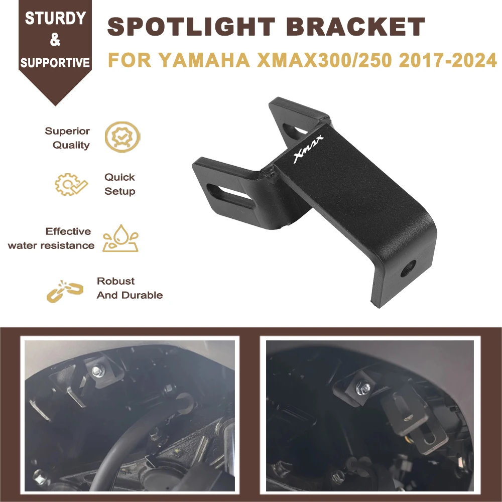 

For Yamaha XMAX300 XMAX250 Xmax 300 250 2017-2024 Motorcycle Fog Light Spotlight Bracket Spot Light Indicator Support Holder Kit