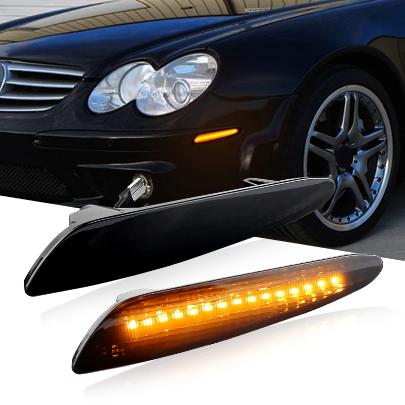 

2PCS Front Bumper LED Side Marker Lights Turn Signal Lamps for Mercedes-Benz E320 E500 E350 4Matic Base Sedan E55 AMG 2003-2006