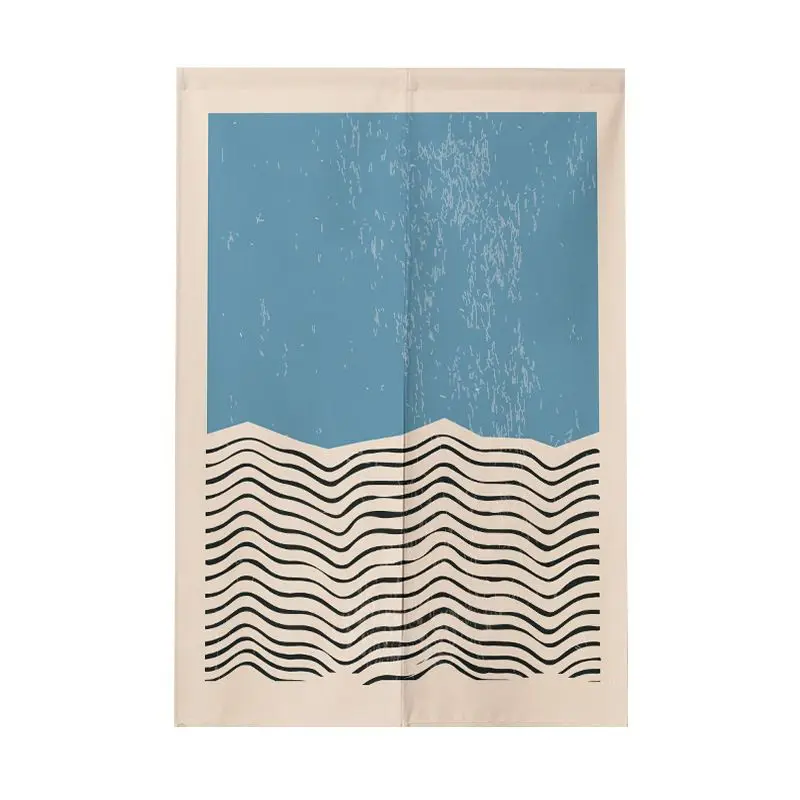 Modern Minimalist Abstract Geometric Half Door Curtain Nordic Partition Curtain Non Perforated Hanging Curtain Door Curtain