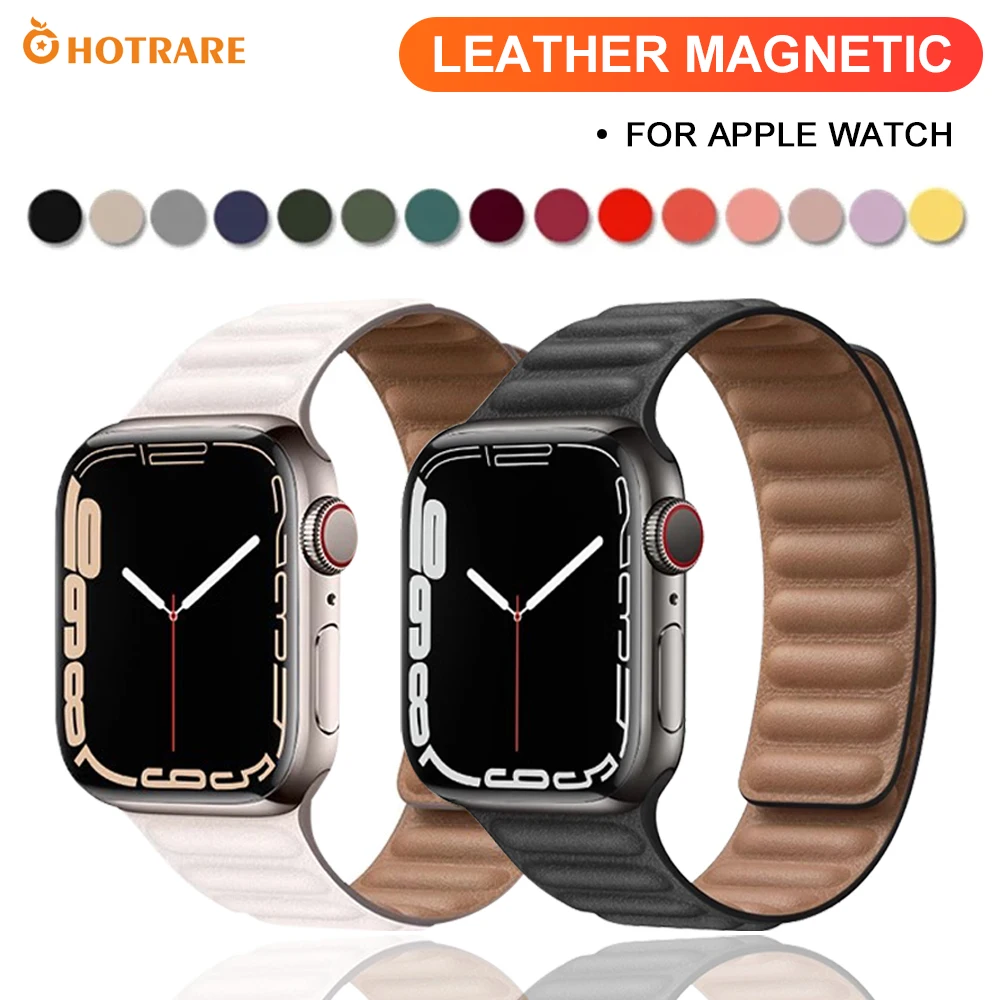 Tali jam magnetik kulit, untuk Apple Watch 10 9 8 7 6 5 4 3 2 Ultra SE gelang 38mm 40mm 41mm 42mm 45mm 49mm tali rantai jam