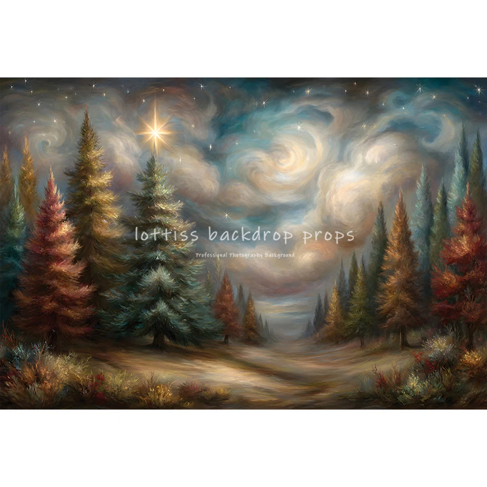 Winter Snowy Forest Backdrops Kids Baby Photography Child Adult Photocall Decors Big Moon Town Snowflake Backgrounds