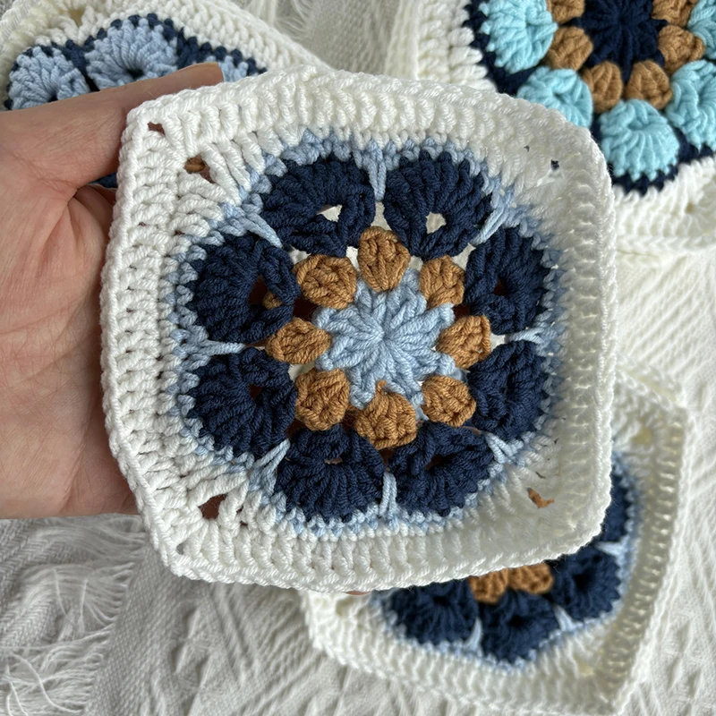 اليدوية الأزرق الجدة ساحة 12 سنتيمتر الكروشيه عزر التصحيح ل بطانية Craft بها بنفسك الحرفية الخياطة الحياكة غزل القطن بوهو الديكور (1 قطعة/الوحدة