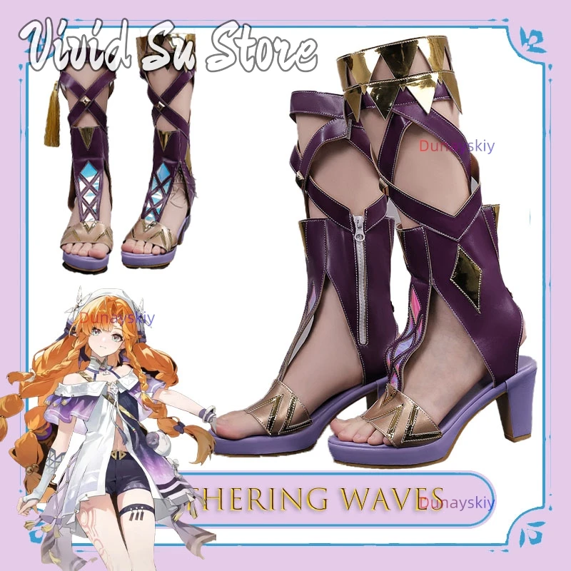 

Ботинки для косплея Сигрид из «Ветра и волн», аниме-фестиваль, вечеринка, ботинки на высоком каблуке, женский костюм для ролевых игр, Хэллоуин