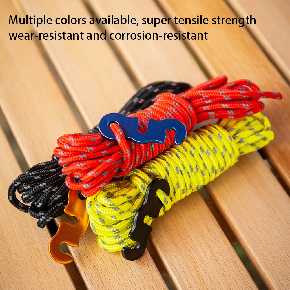 8 PCS 3mm Windproof Tent Rope Reflective Camping Rope Outdoor Tent Guy Ropes for Camping Hiking Canopy Shelter Outdoor Activity