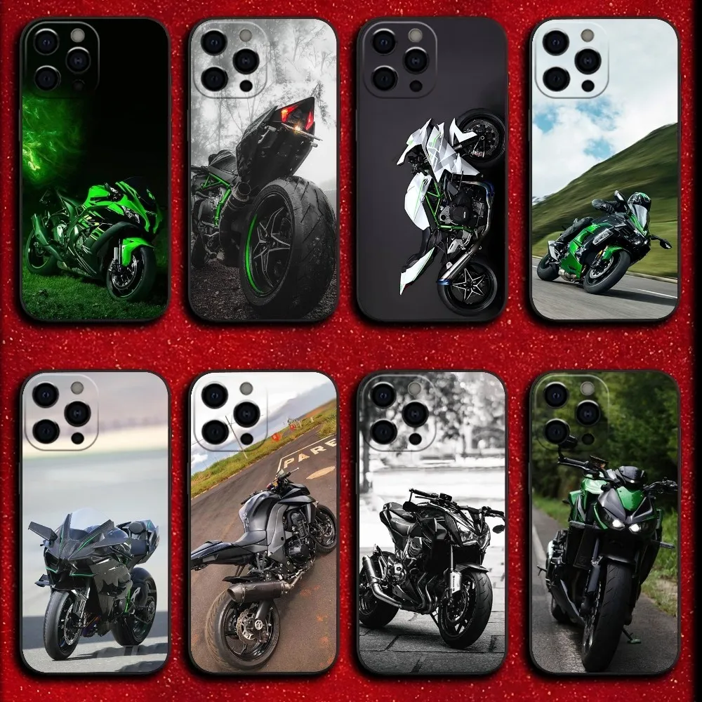 Sport Bike K-Kawasakis Phone Case For iPhone 16,15,14,13,12,11,Pro,X,XS,Max,XR,Plus,Mini Soft Black Cover