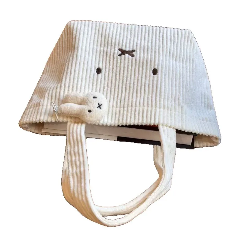 Tas Tote Wanita Miffy Tas Tangan Bordir Korduroi Tas Tangan Kapasitas Besar dengan Sentuhan Mewah Tas Komuter Praktis dan Nyaman Baru