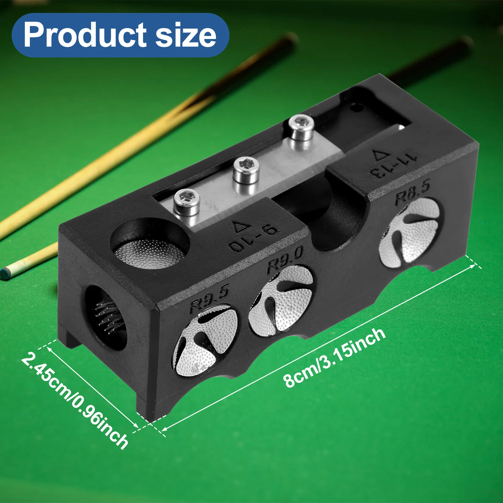 Billiard Cue Tip Shaper Professional 11 in 1 Pool Cue Tip Repairer Aluminum Alloy Billiard Stick Tip Repair Tool with Wrench