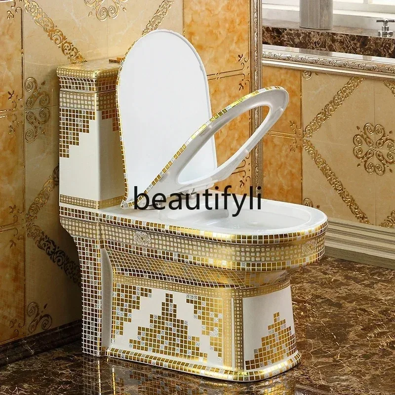 cn0420 مرحاض منزلي ذهبي اللون من السيراميك، مرحاض دوامي فائق، شقة صغيرة، مزيل العرق، لون المرحاض