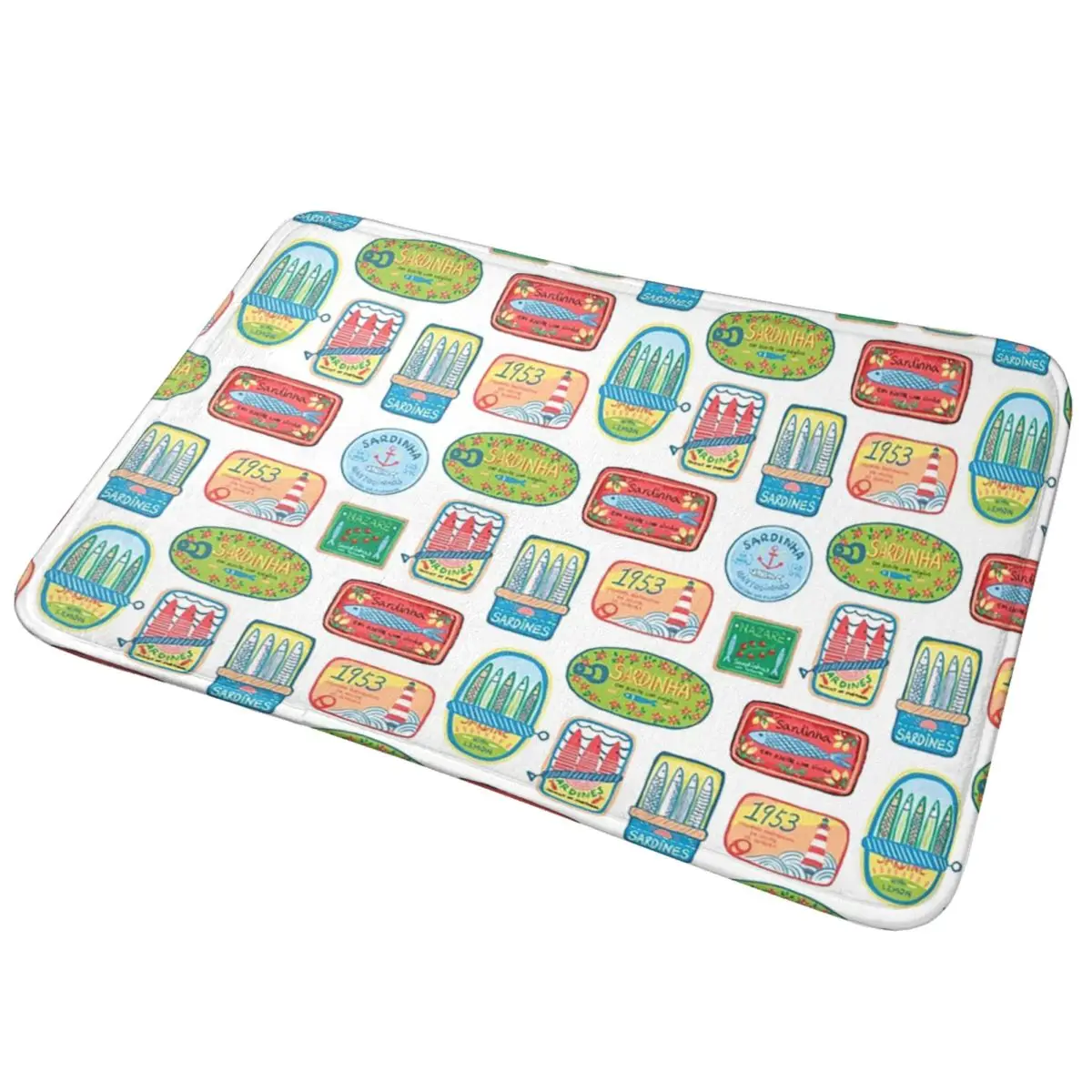 Sardine Tin Can Art Лисбон Португалия Нескользящий коврик для двери Напольный коврик Ковер для кухни Вход Домашняя спальня Коврики для ног