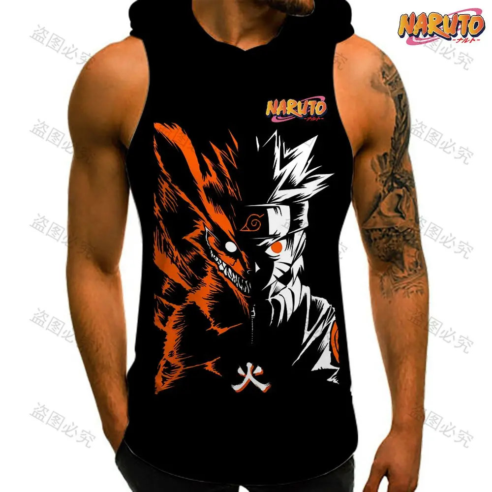 

Naruto Trend Vest Hooded Streetwear Sportswear for Men 2024 Clothes T-shirts Men's Oversized Hip Hop Sleeveless New Clothing Y2k