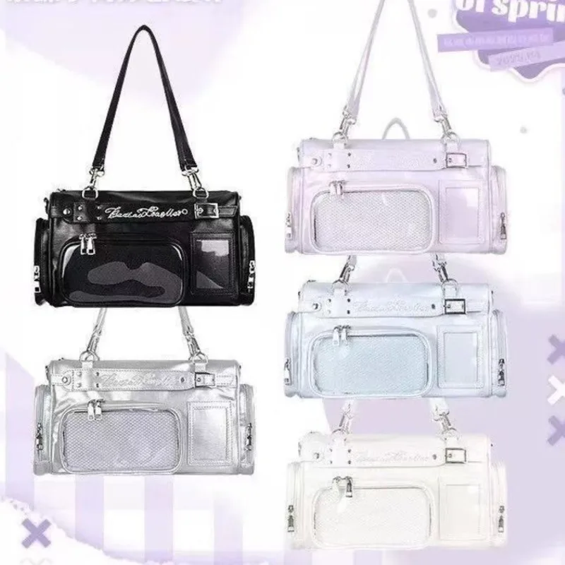 

Большая вместительная японская сумка через плечо Y2k Itabag, прозрачная сумка через плечо с несколькими карманами в стиле Харадзюку, милая униформа JK для девочек, сумка для подмышек