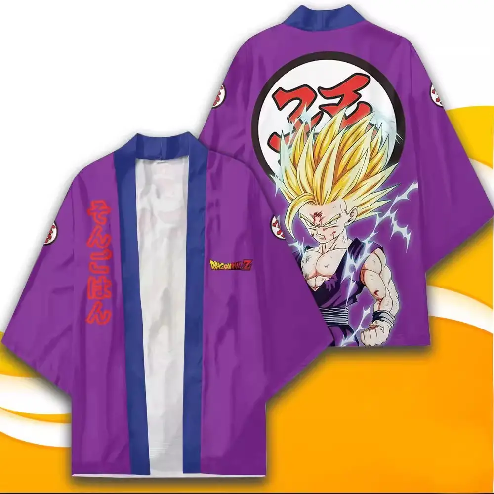 Kimono de cosplay de Son Goku de Dragon Ball, anime japonés, capa informal para hombre, abrigo para niños y adultos, estampado 3D de Majin Buu, ropa de kimono DBZ para niños
