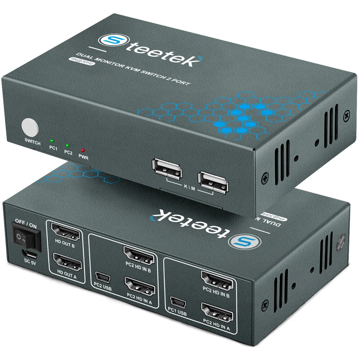 Pway usb kvm switch hdmi divisor teclado & mouse 4k @ 30hz 2 em 2 saídas com 2 pc porta usb hub para pc/macbook/laptop suporte hotkey