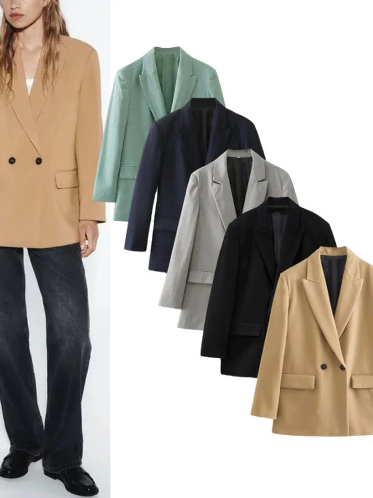 

Свободный крой, женский Jaet Ele Sle, длинный све, классический воротник, двойной ряд пуговиц, цвет