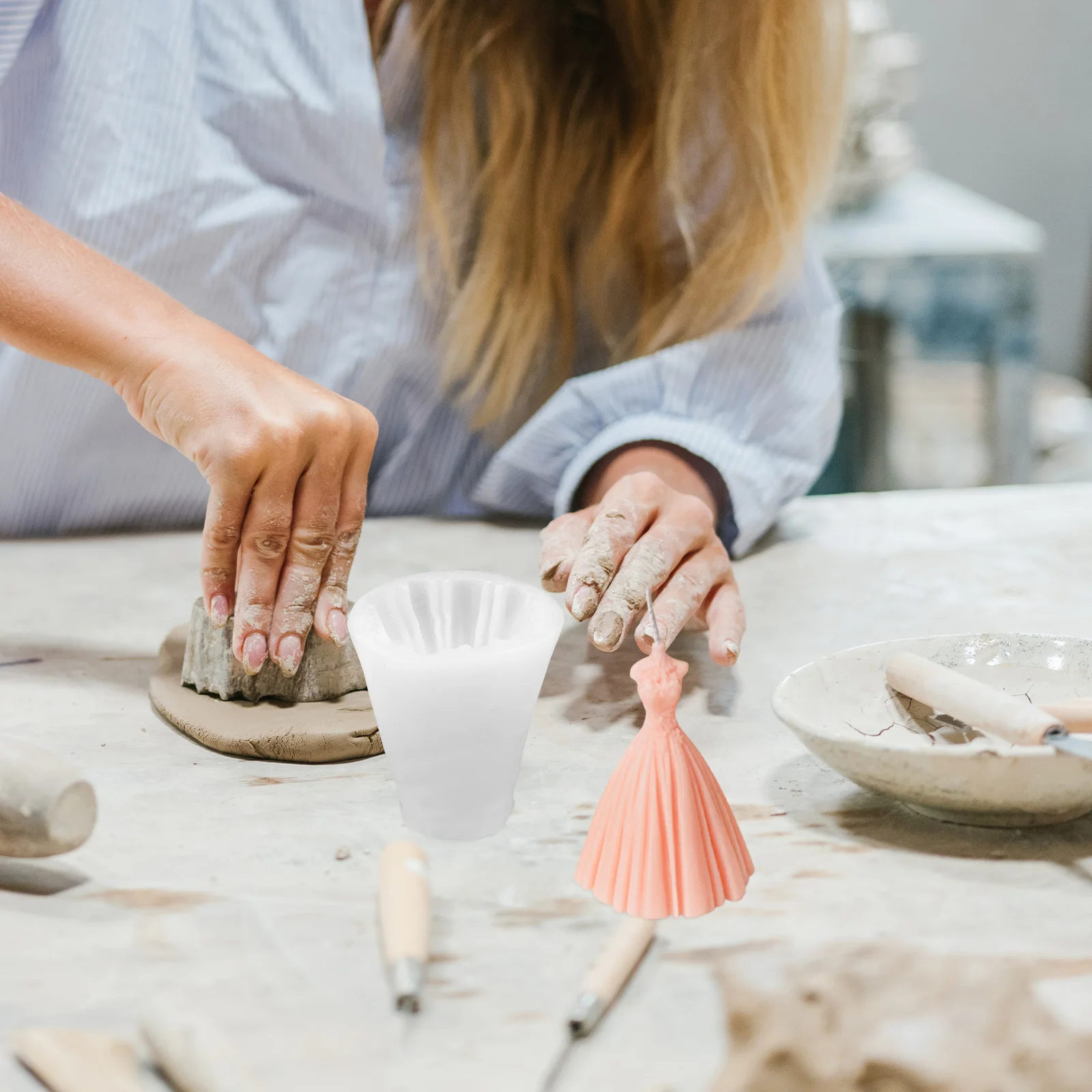 

Handmade Silicone Mold Wedding Dress Shape Scented Soap Mold DIY Making Supplies DIY Molds Para Velas