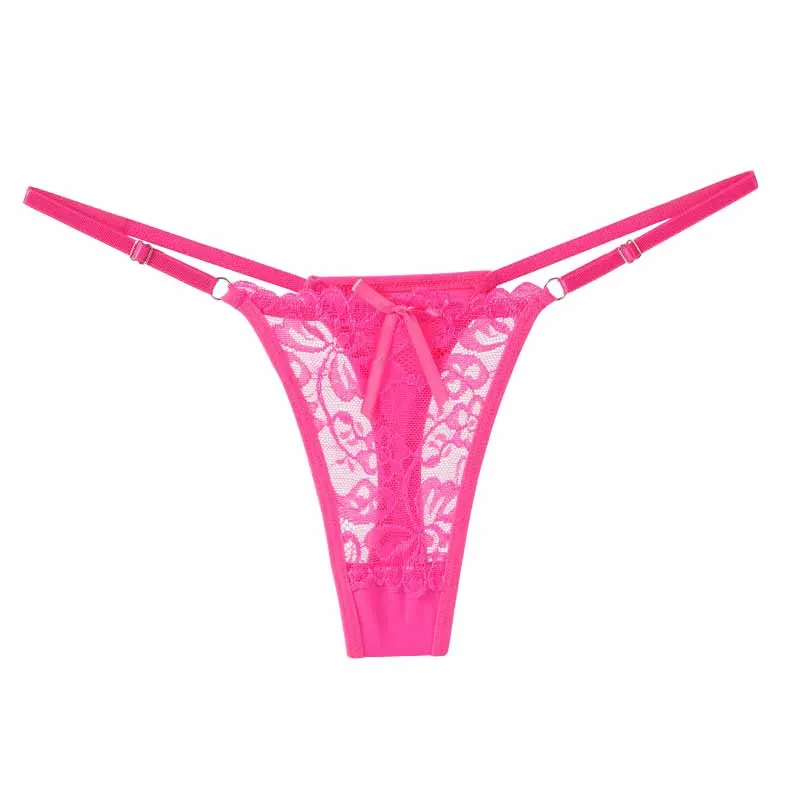 

KUCLUT Sexy Lace Adjustable Thongs for Women Low Rise Hollow Out Briefs Female Breathable Underpants Perspective LingerieSpring