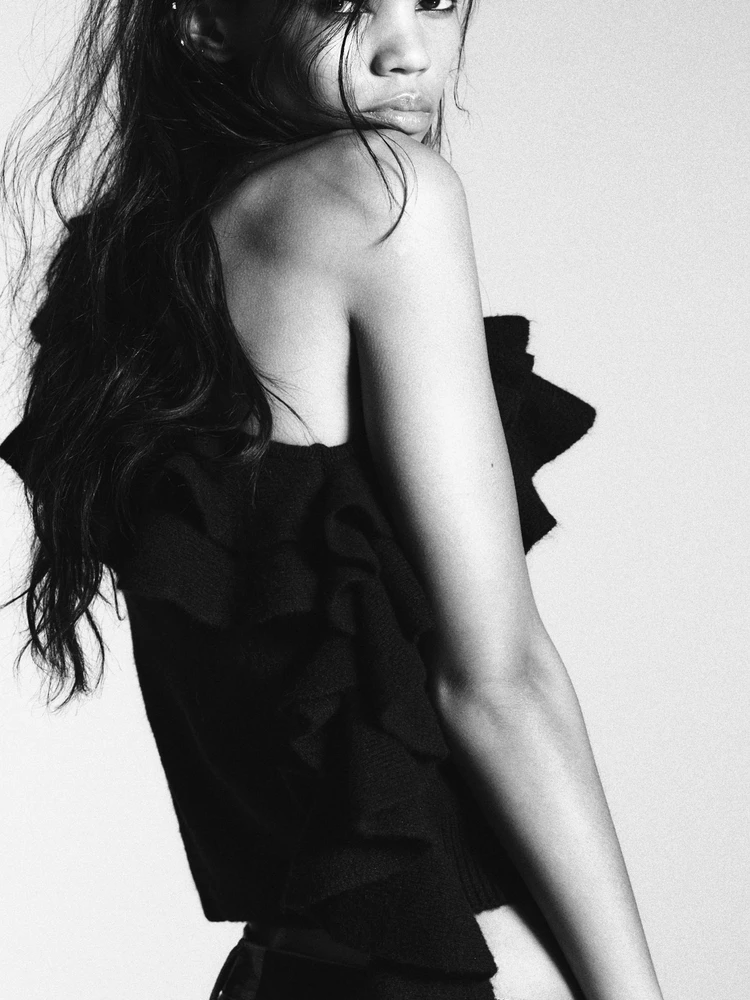 Slim Fit Assimétrico oulder Design Top de Malha Feminino Faion Nova Chegada Or Sle Europeu Sle Exclusivo Online