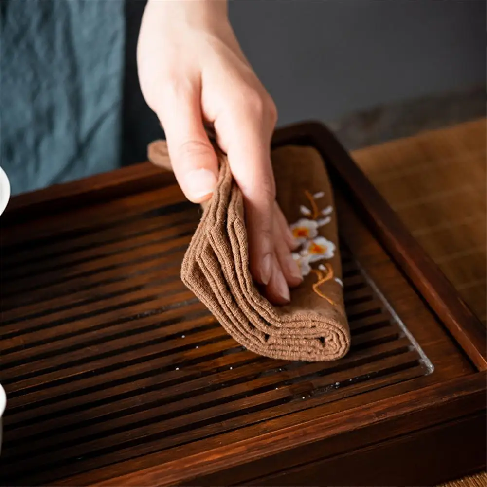 Table Cleaning Towel Attractive Universal Tea Cloth Table Cleaning Soft Dish Cloth with Floral Home Use