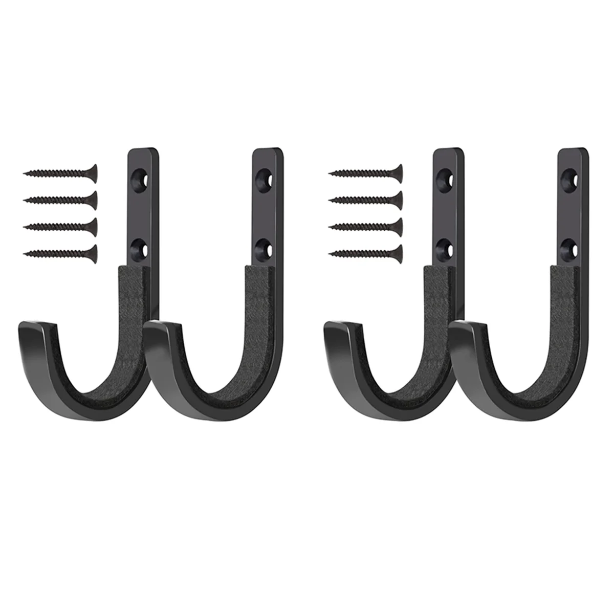 4PCS Metal Wall-Mounted J Hook Tool Hook Storage Racks are Suitable for Tool Houses and Homes Black