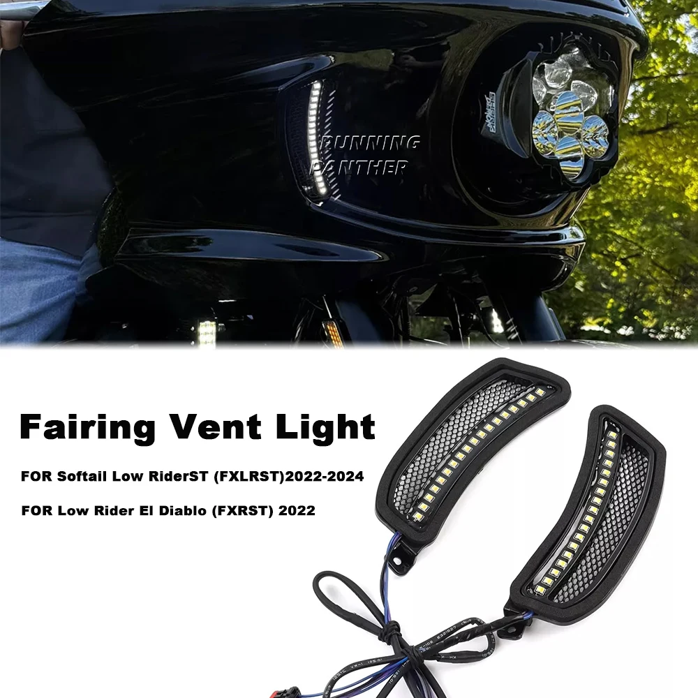 NEW Motorcycle Accessory LED Fairing Vent Lights For Harley Softail Low Rider ST FXLRST Low Rider El Diablo FXRST 2022-2024